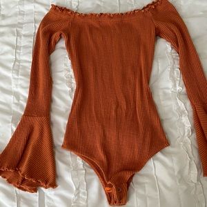 Fashion Nova orange long sleeve bodysuit